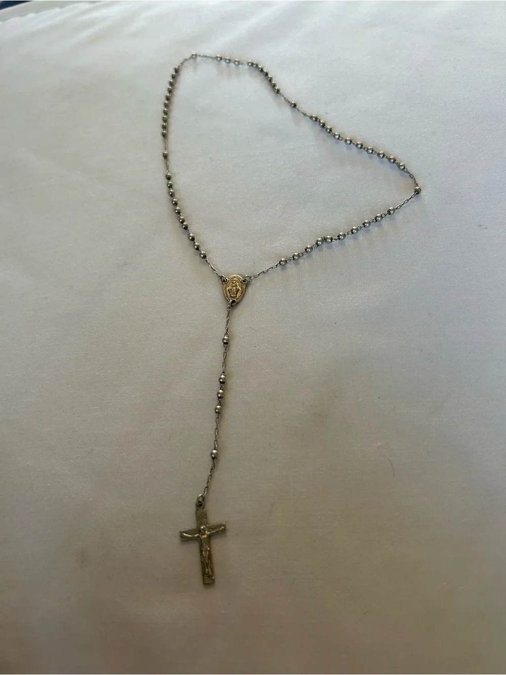 Sterling Silver Rosary  with Cross Pendant